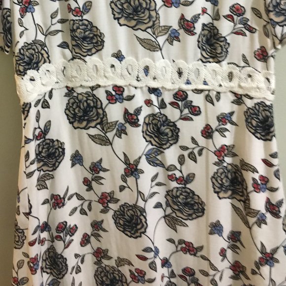 Black, White & Red Floral Dress - Item#23 - Picture 2 of 6